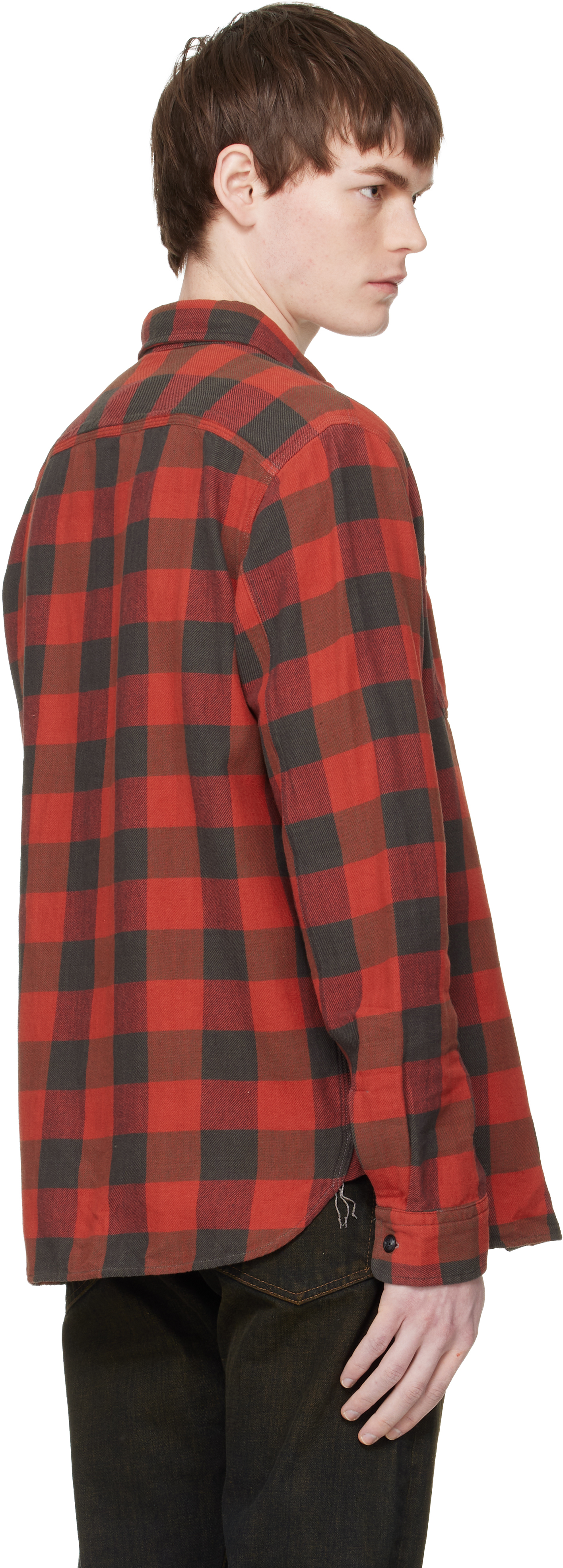 Red & Black Plaid Twill Work Shirt