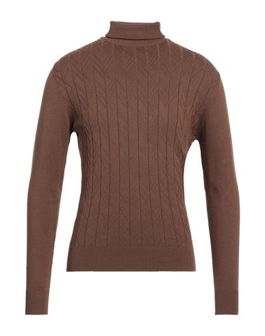 Man Turtleneck Brown Size XL Viscose, Nylon