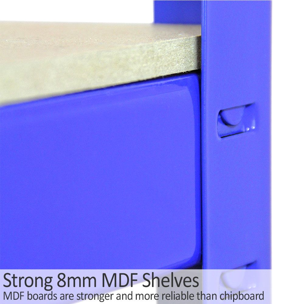 5 x 90cm Blue Warehouse Storage Bays / Garage Shed Shelving / Utility Rack + FREE Rubber Mallet