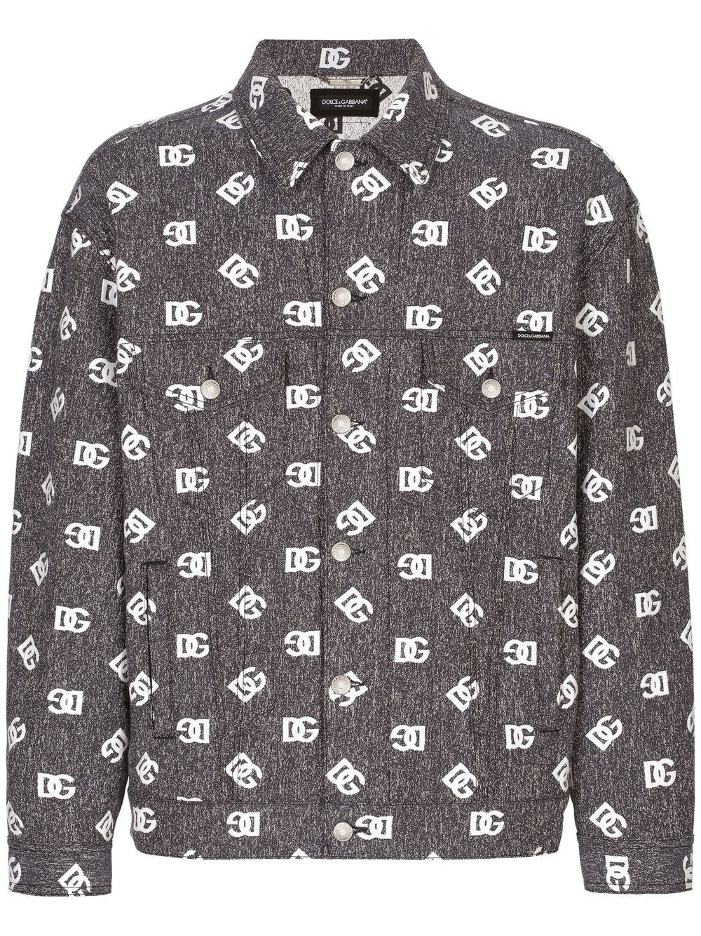 DG logo jacquard denim jacket - Grey