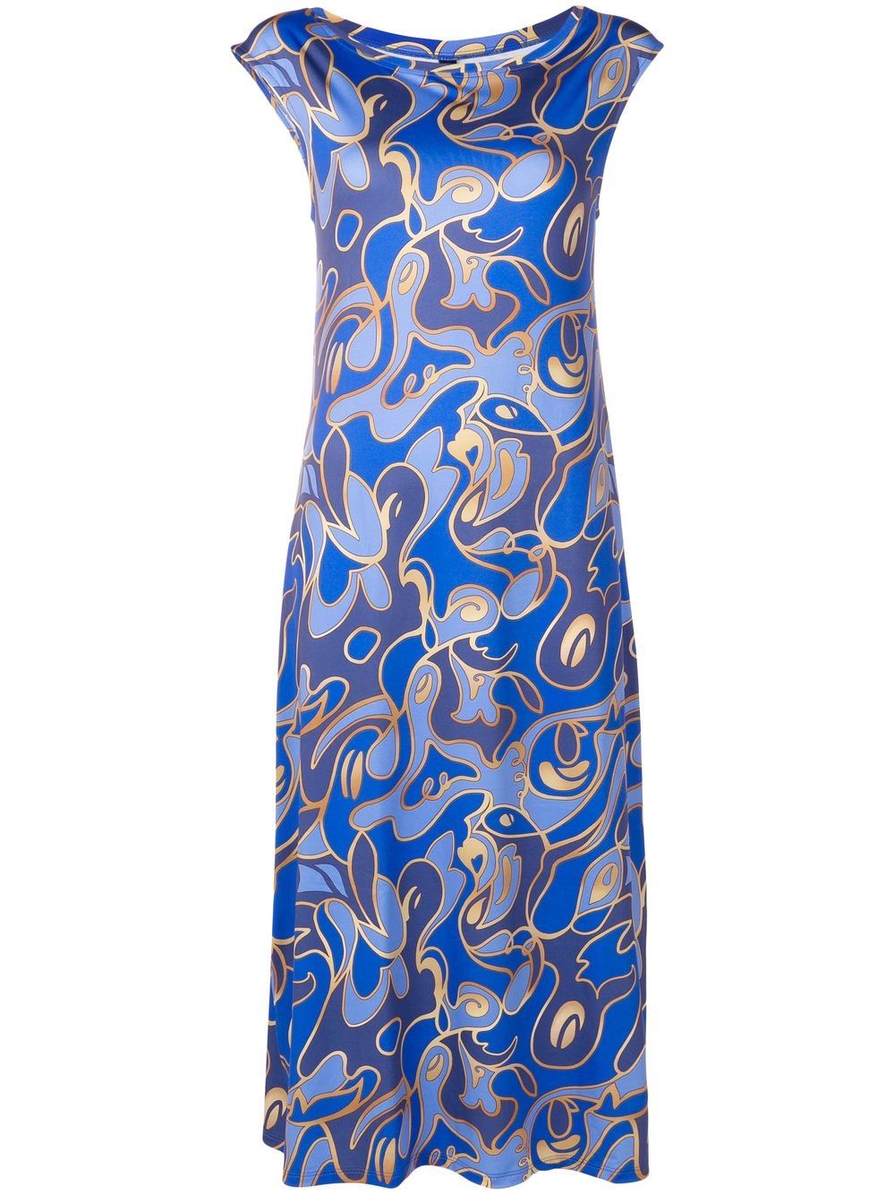 Graphic-print scoop-neck dress - Blue