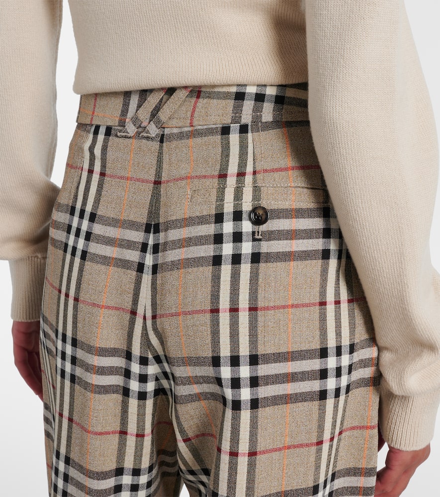 Check belted wide-leg pants
