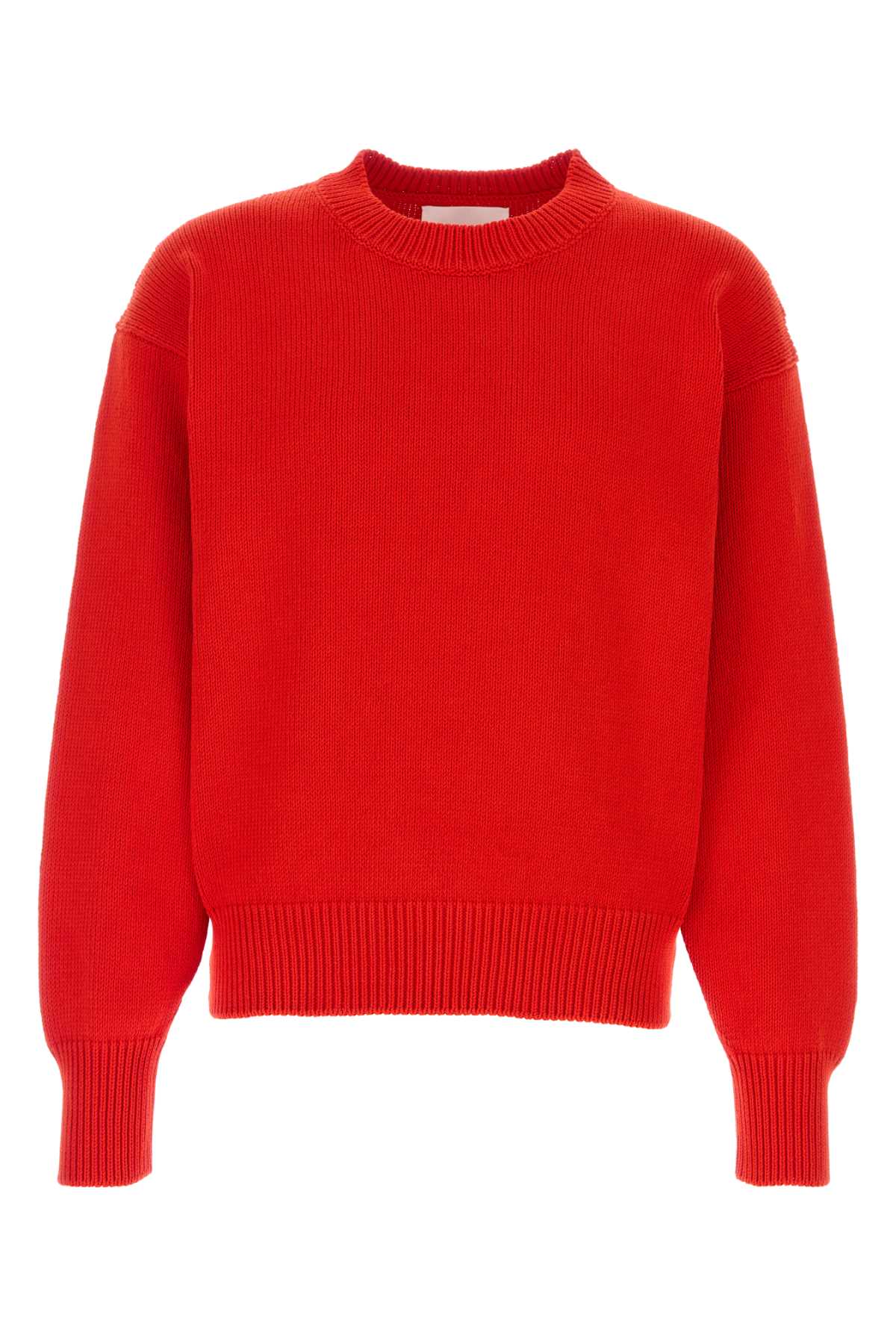 Cotton Crew-Neck Sweater — Red
