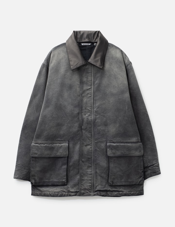 Leather-Trimmed Garment-Dyed Organic Cotton-Canvas Jacket