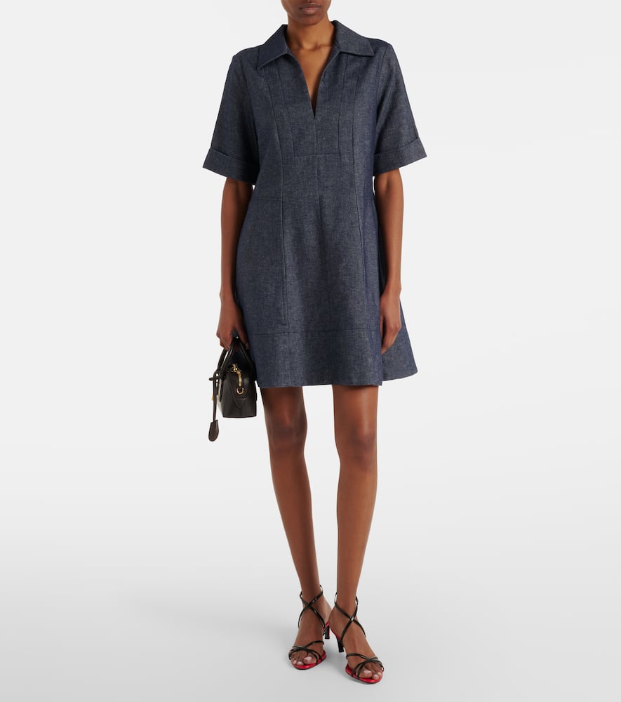 Cotton and linen chambray minidress