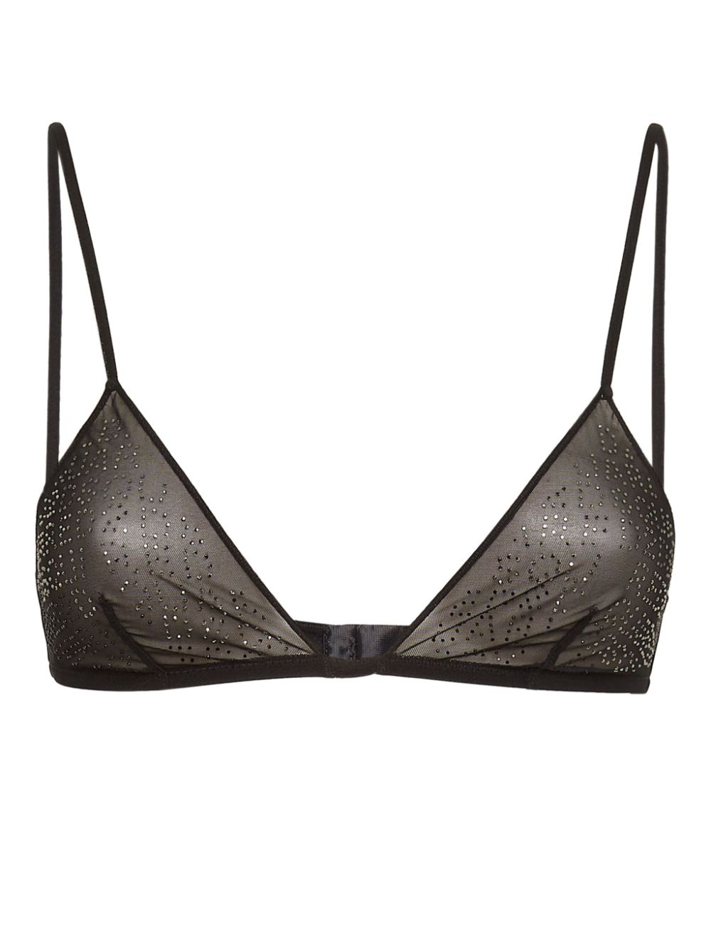 Rhinestone-embellished triangle-cup bra - Black