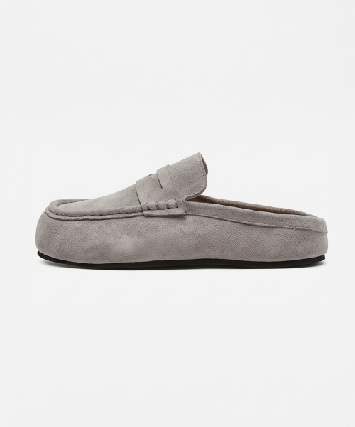 Suede Loafer Slide Gray