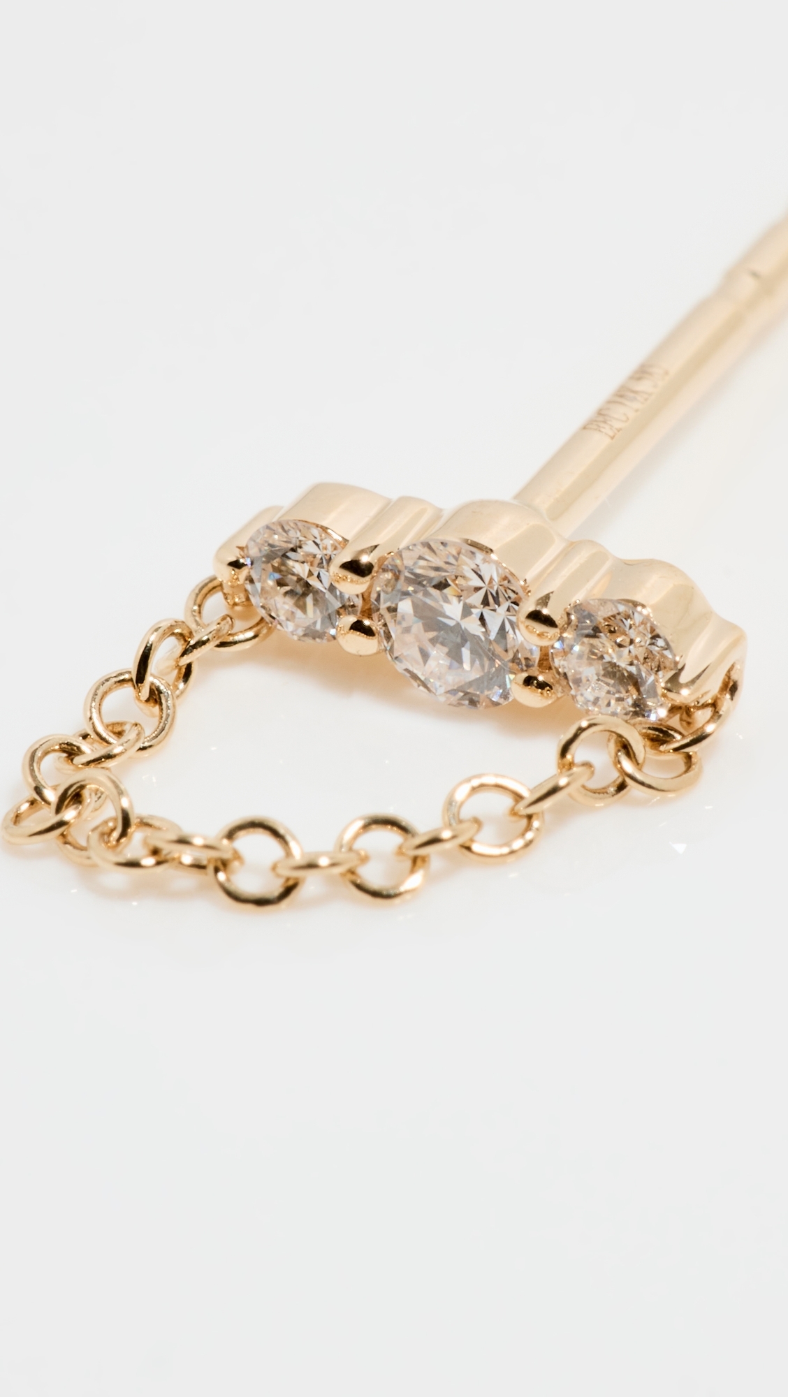 14k Graduated Diamond Bar Chain Stud Earrings Gold One Size