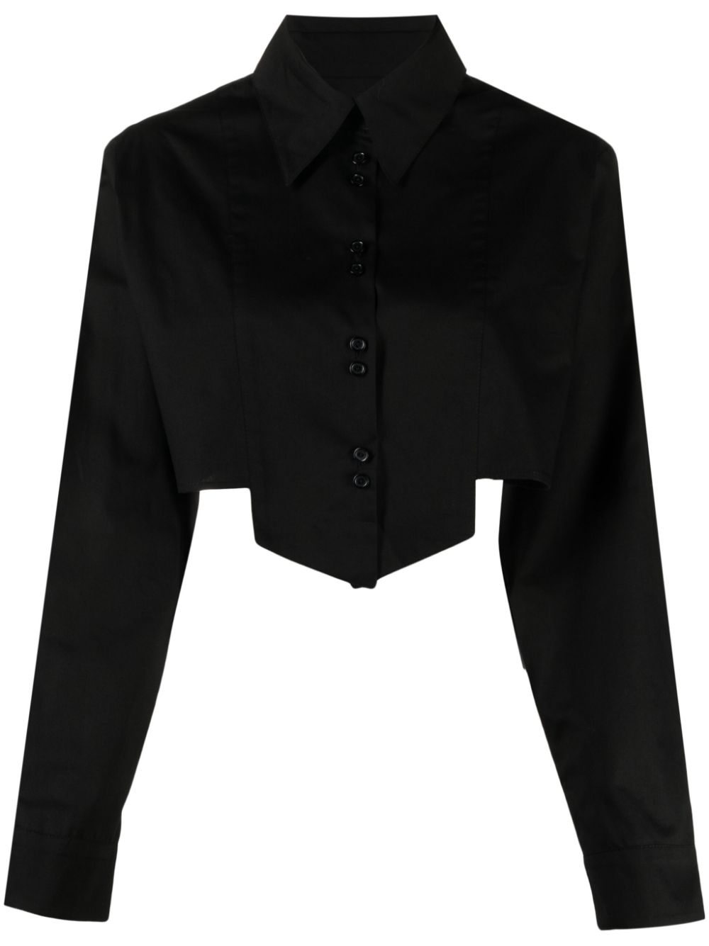 Cropped cotton shirt - Black