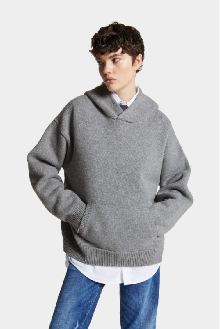 Grey Wool Hoodie