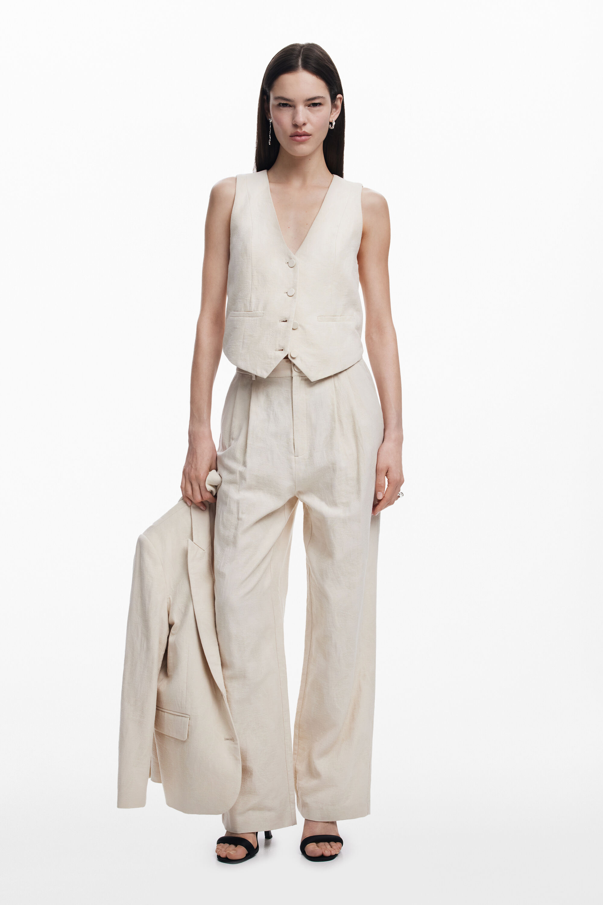 Printed pleated trousers