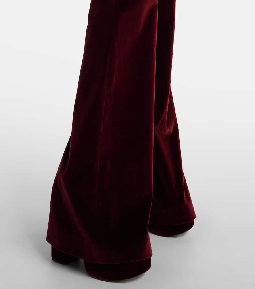 Mid-rise cotton velvet flared pants