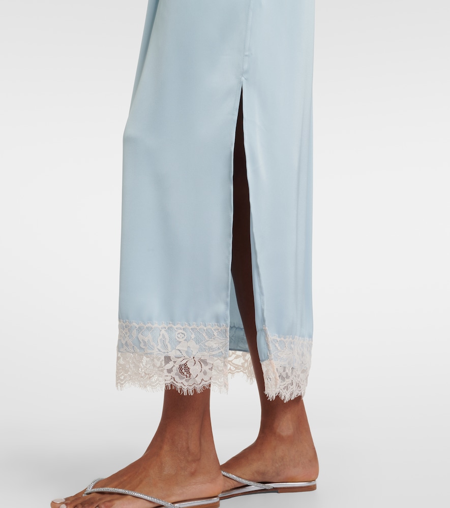 Morris lace-trimmed satin midi dress