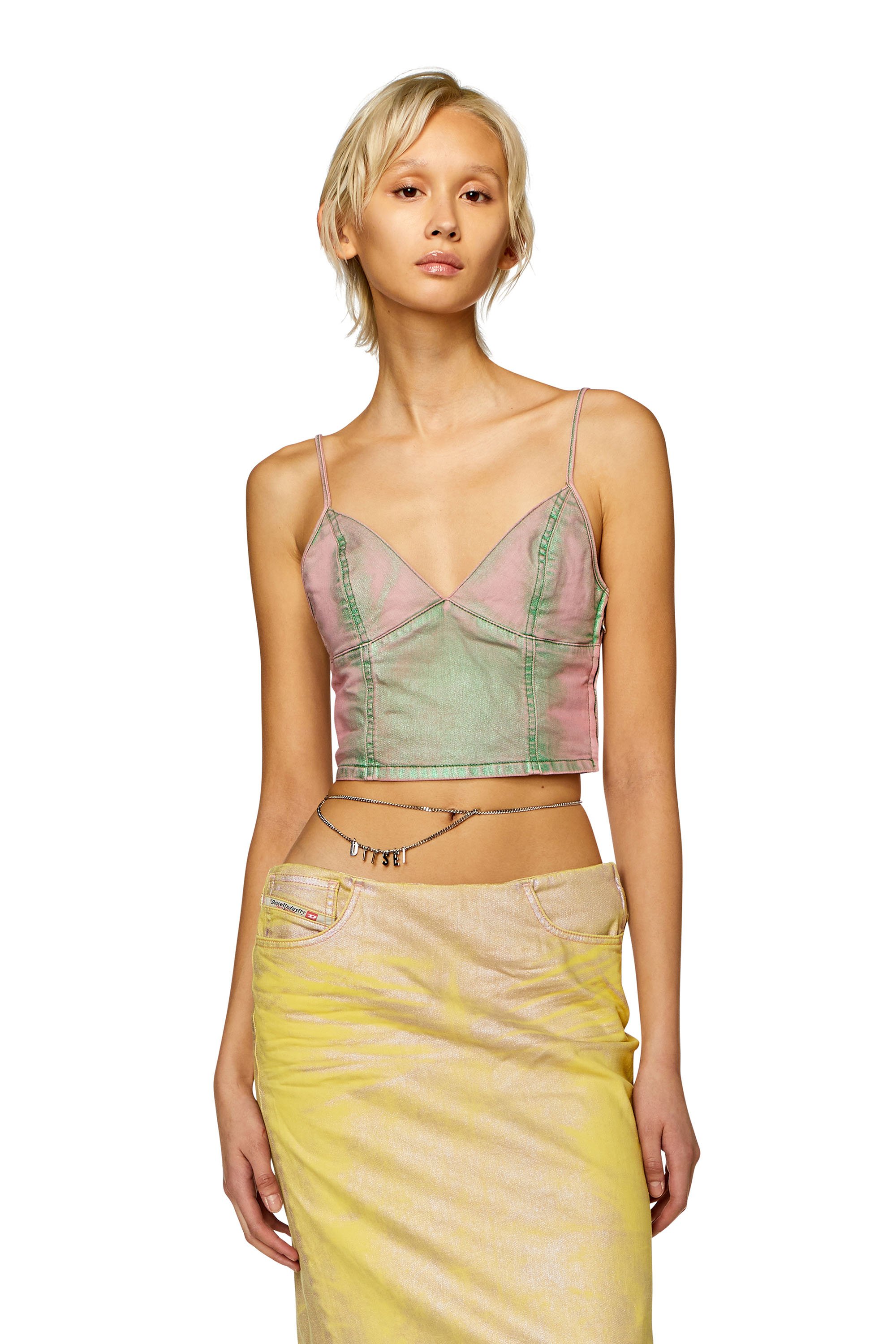 De-Fulvy-S denim cropped top - Green