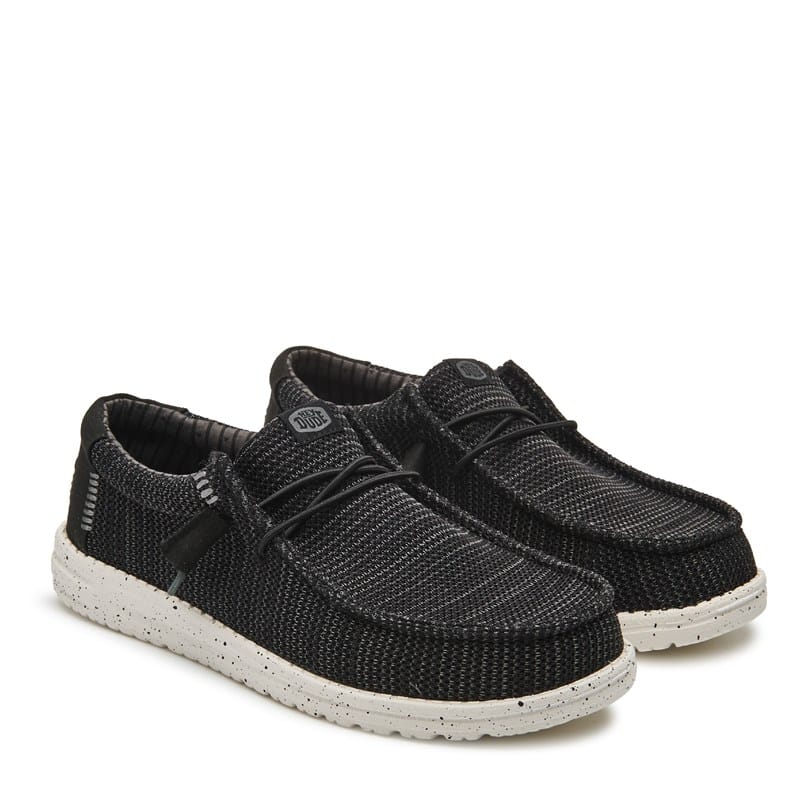 Men's Wally Stretch Sox Wide Casual Shoes (Black Wide)