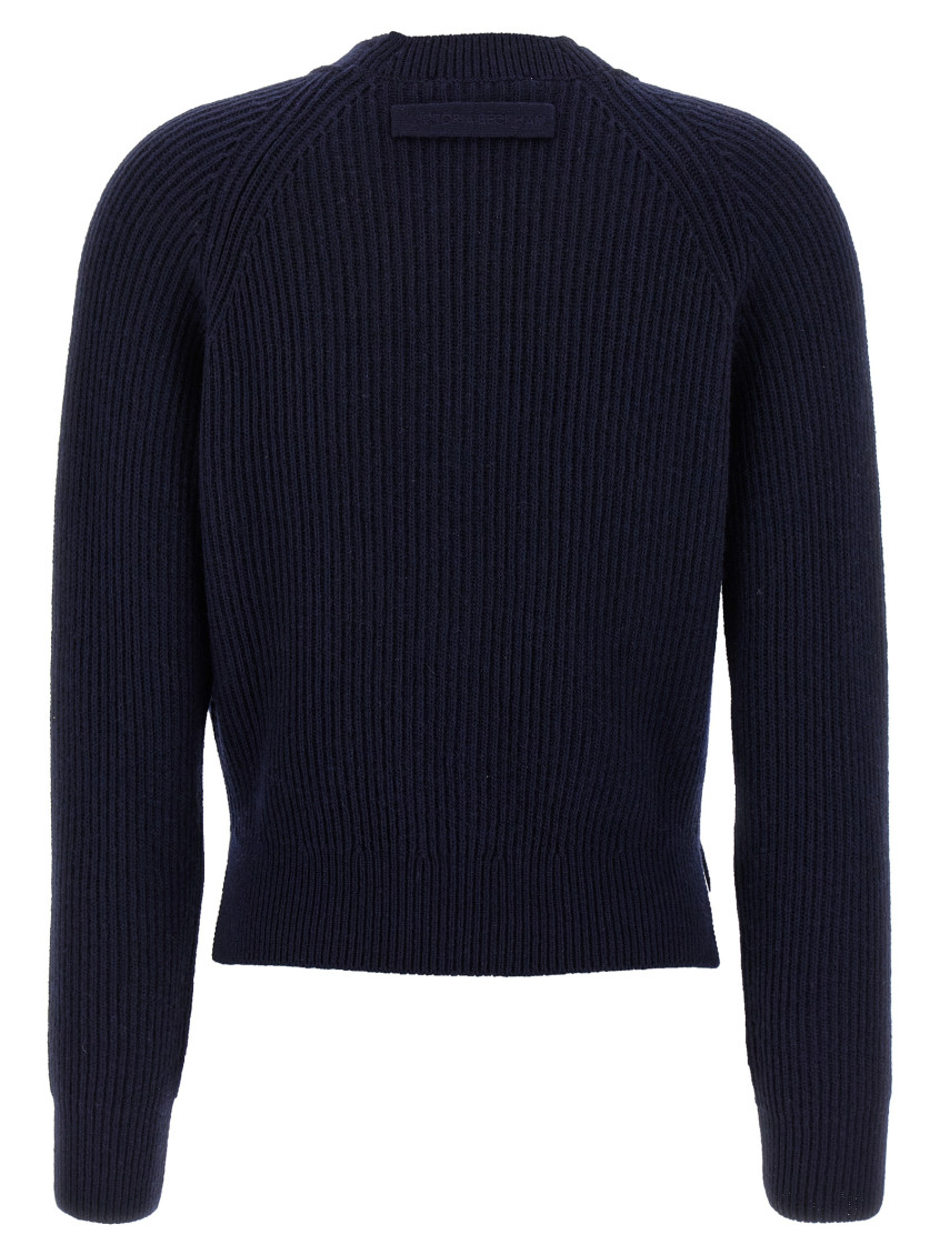 Stepped Hem Sweaters And Cardigans Blue