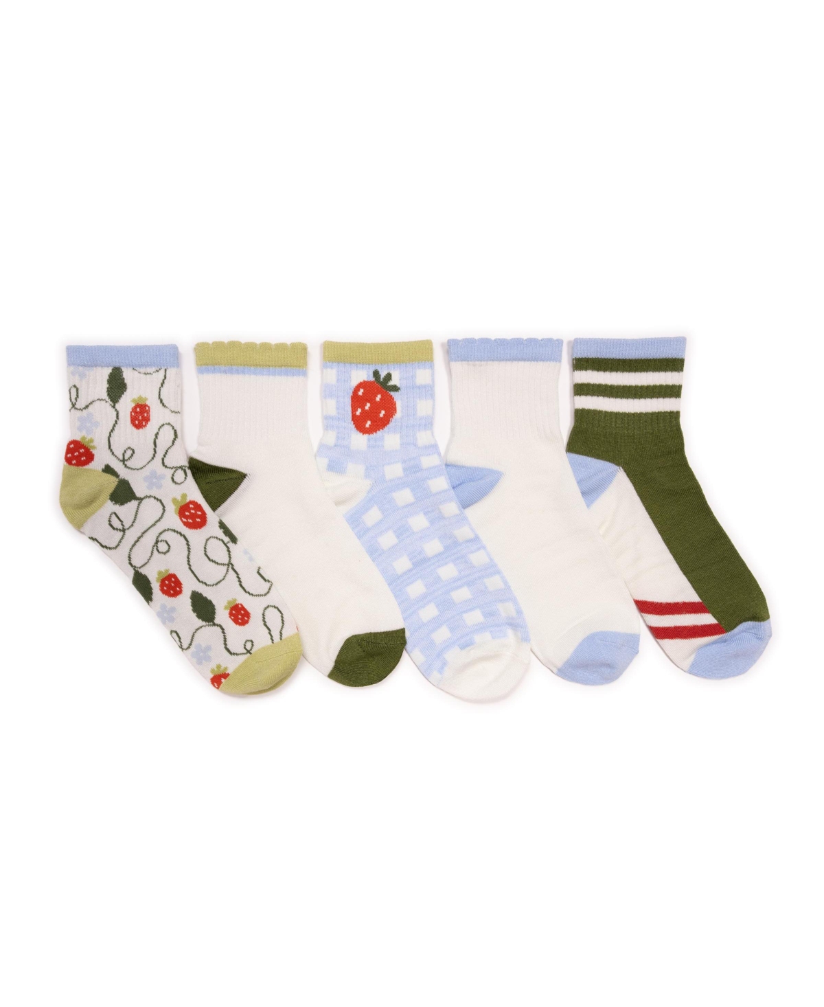 Women's Quarter Crew Novelty Socks, 5 Pair Pack - Multi 3