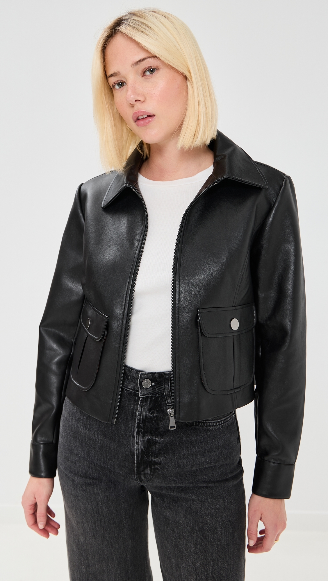 Harper Faux Leather Jacket Black