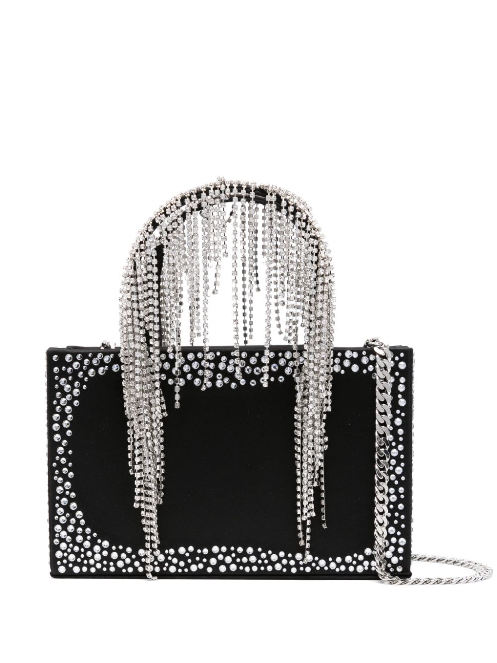 Crystal-fringe tote bag - Black