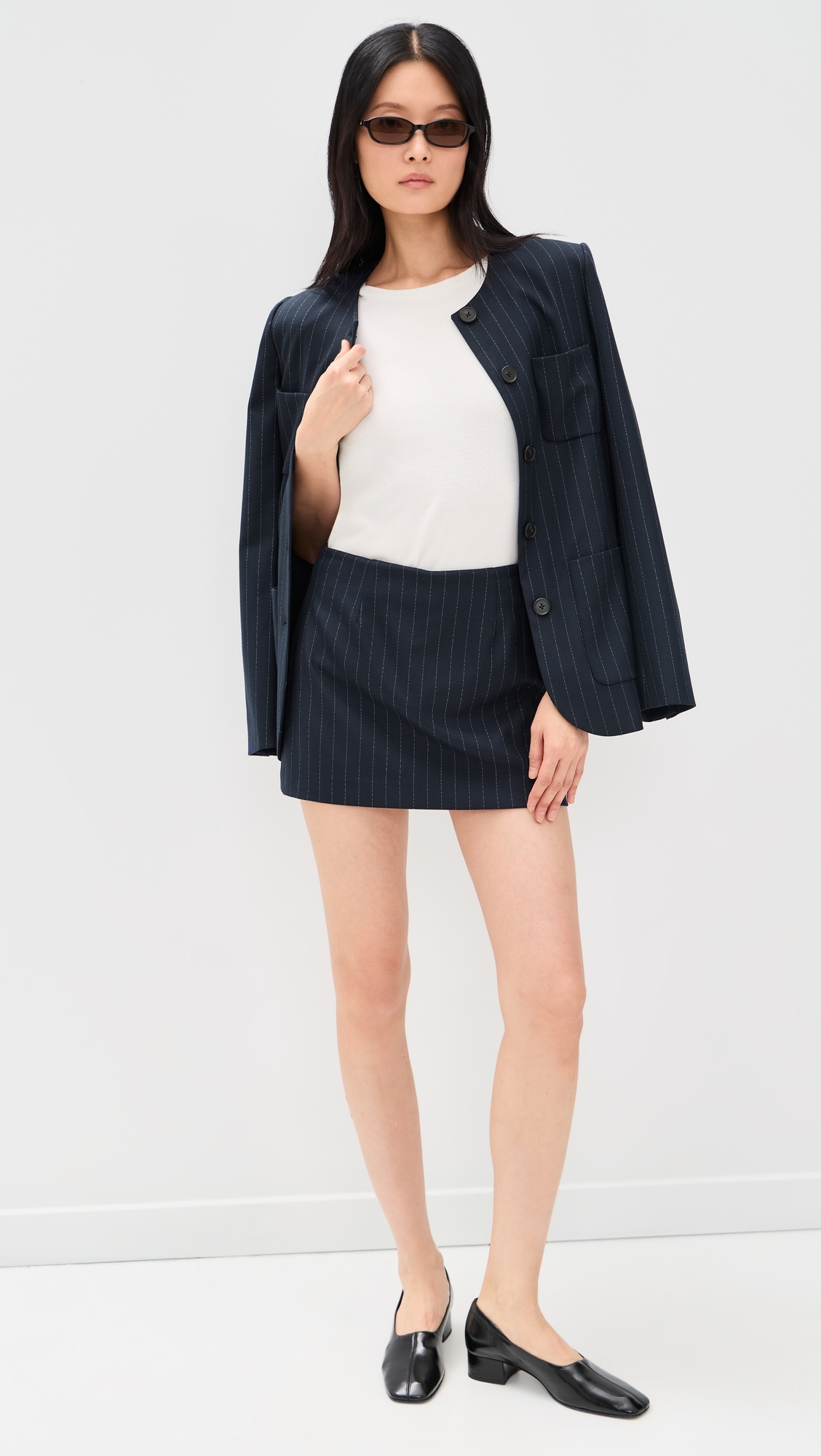 The Favorite Skort Navy Pinstripe