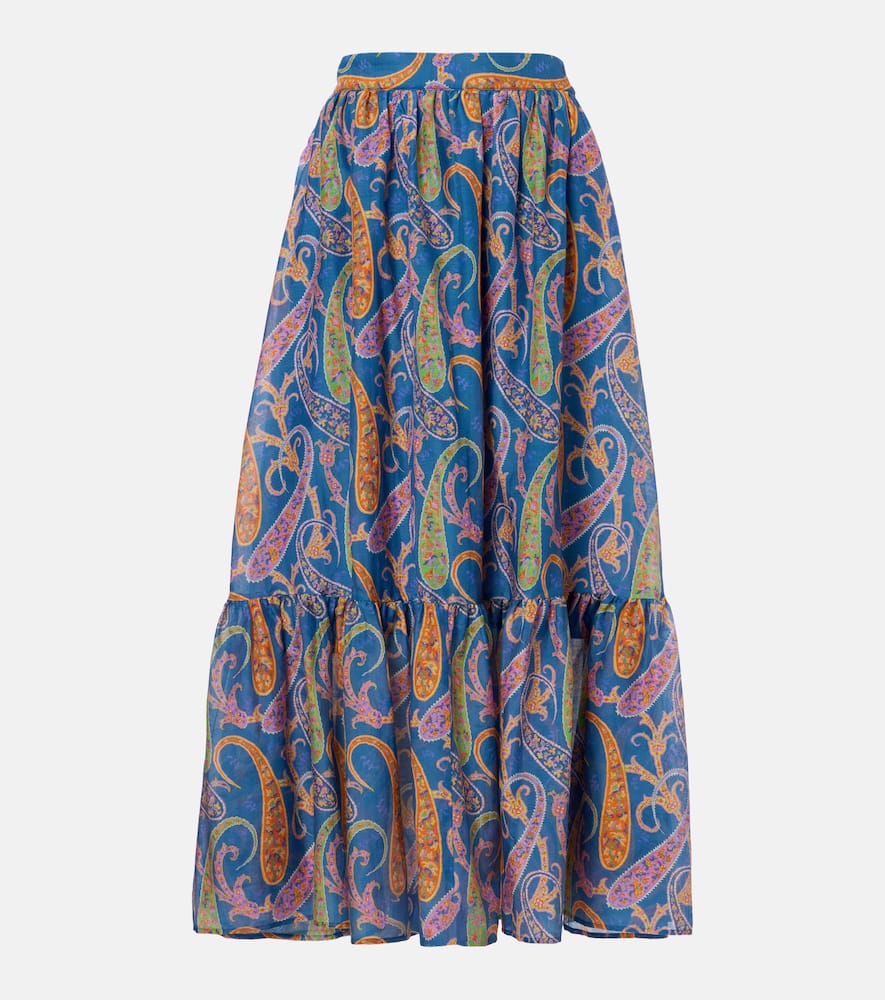 Paisley cotton and silk maxi skirt