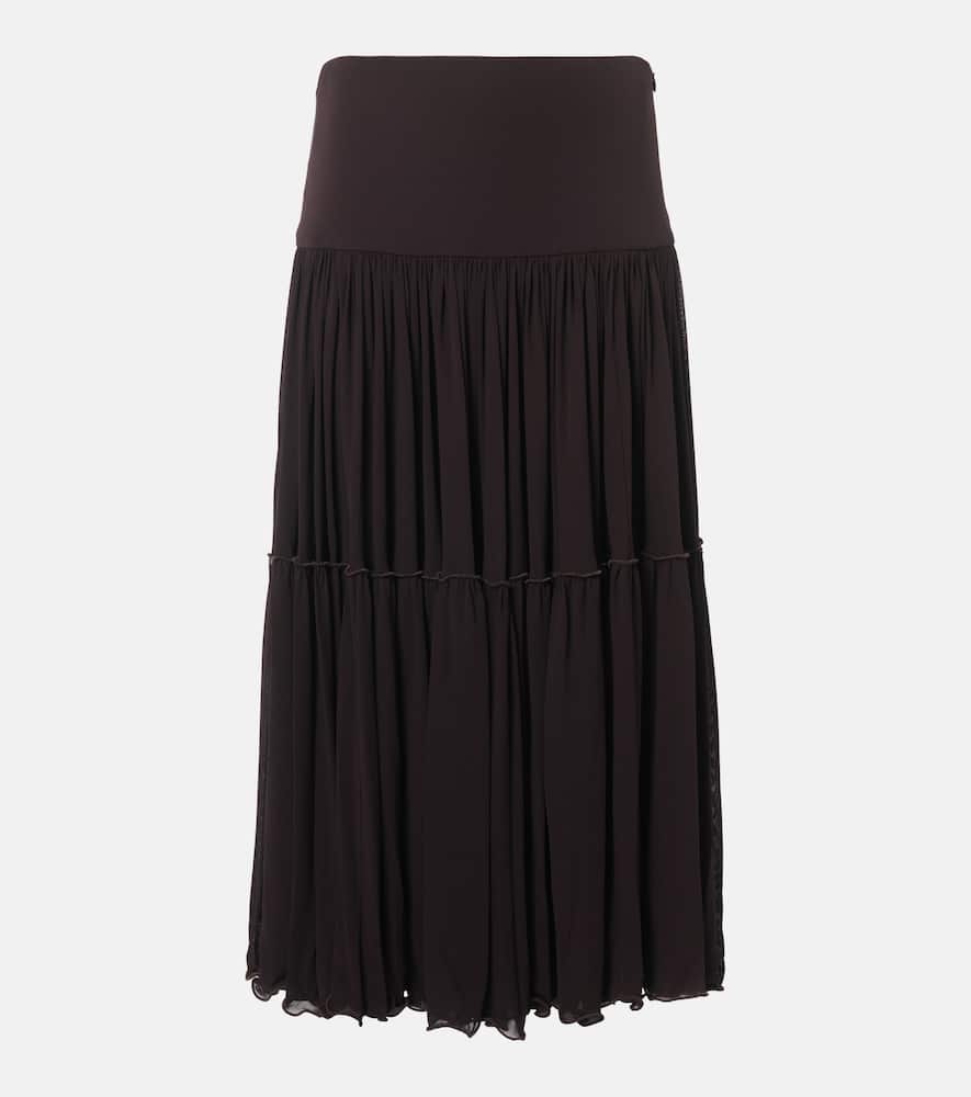 Pleated georgette midi skirt