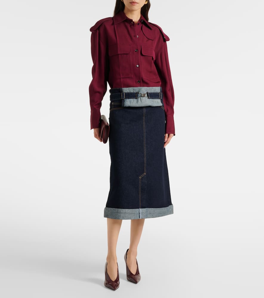 Convertible denim midi skirt