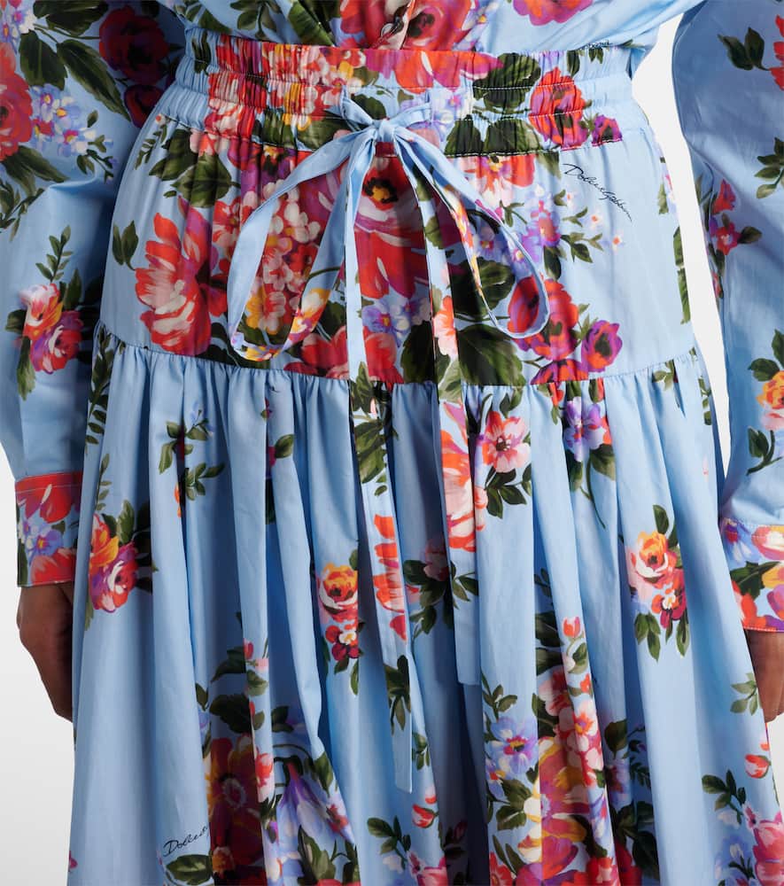 Floral cotton poplin maxi skirt