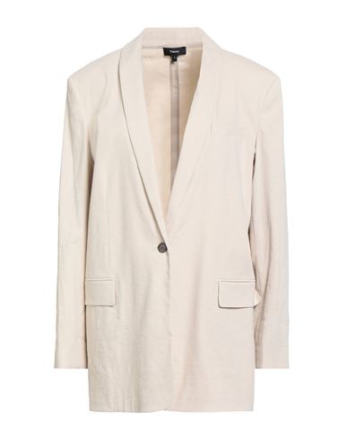 Woman Blazer Ivory Size 12 Linen, Viscose, Elastane