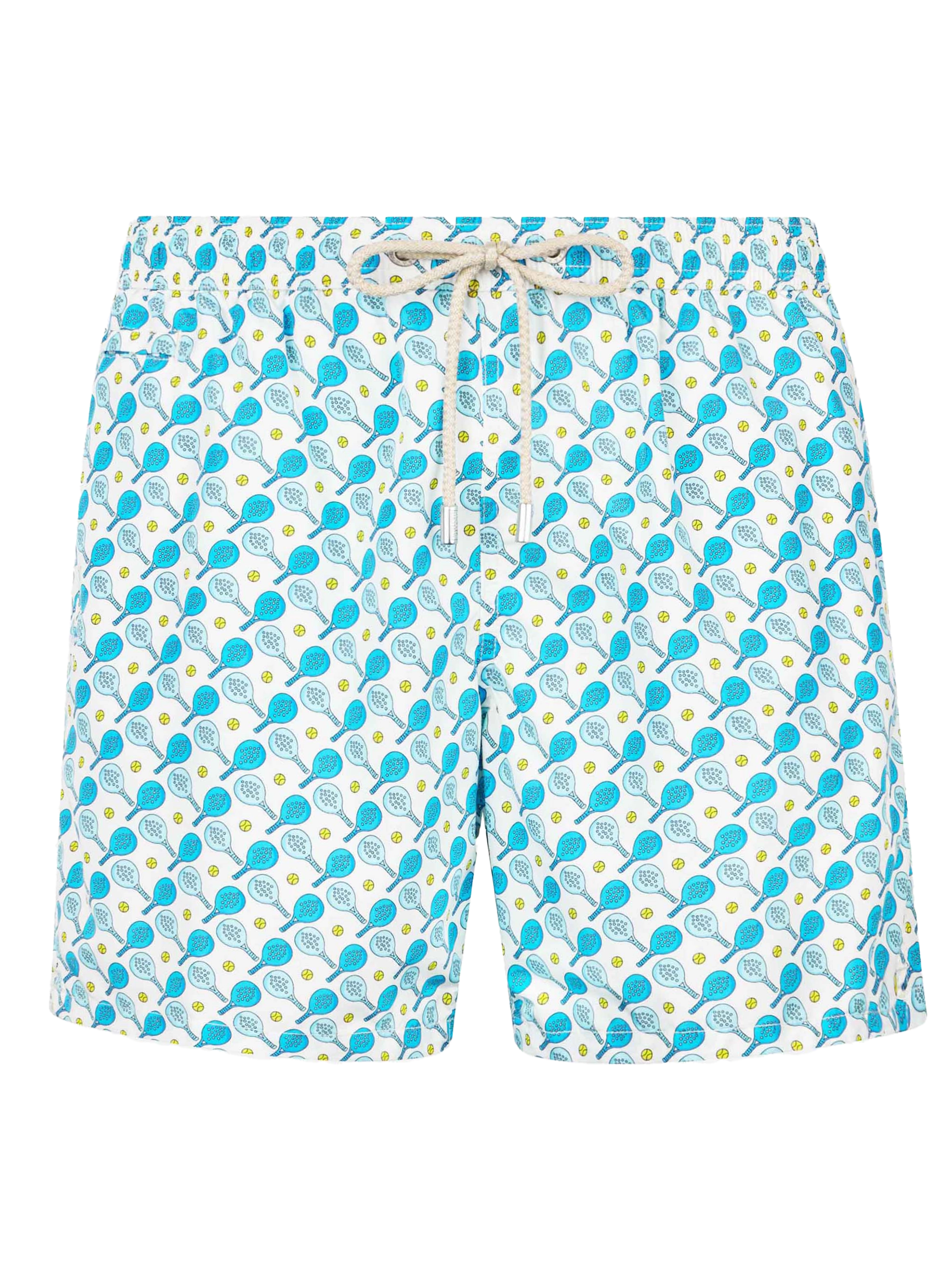 Man Lightweight Fabric Swim-Shorts Lighting Micro Fantasy With Padel Print White Swimshort - Men