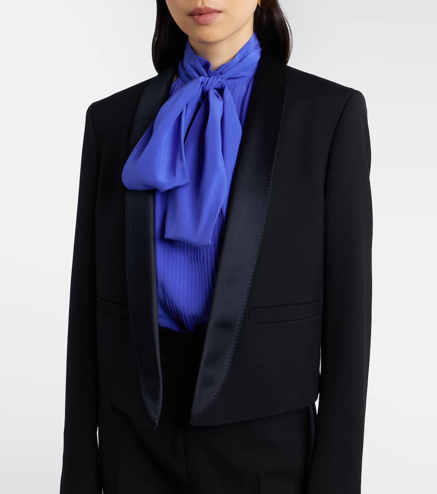 Silk-trimmed wool blazer