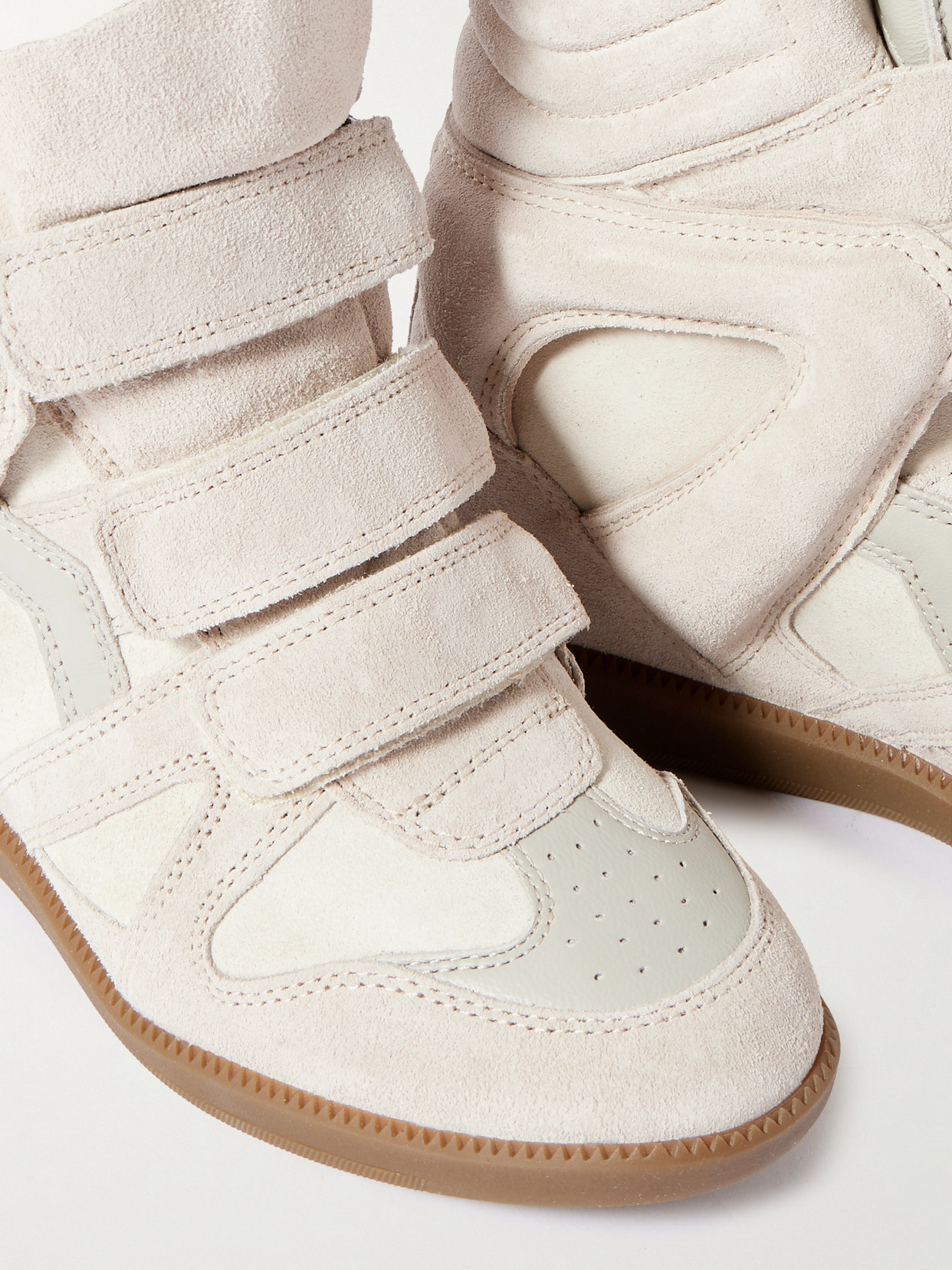 Bekett Leather-trimmed Suede High-top Wedge Sneakers - Neutral