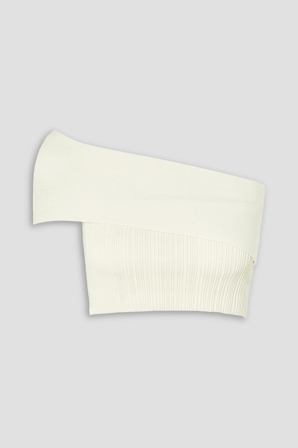 Clare one-shoulder cropped ribbed cotton-blend top