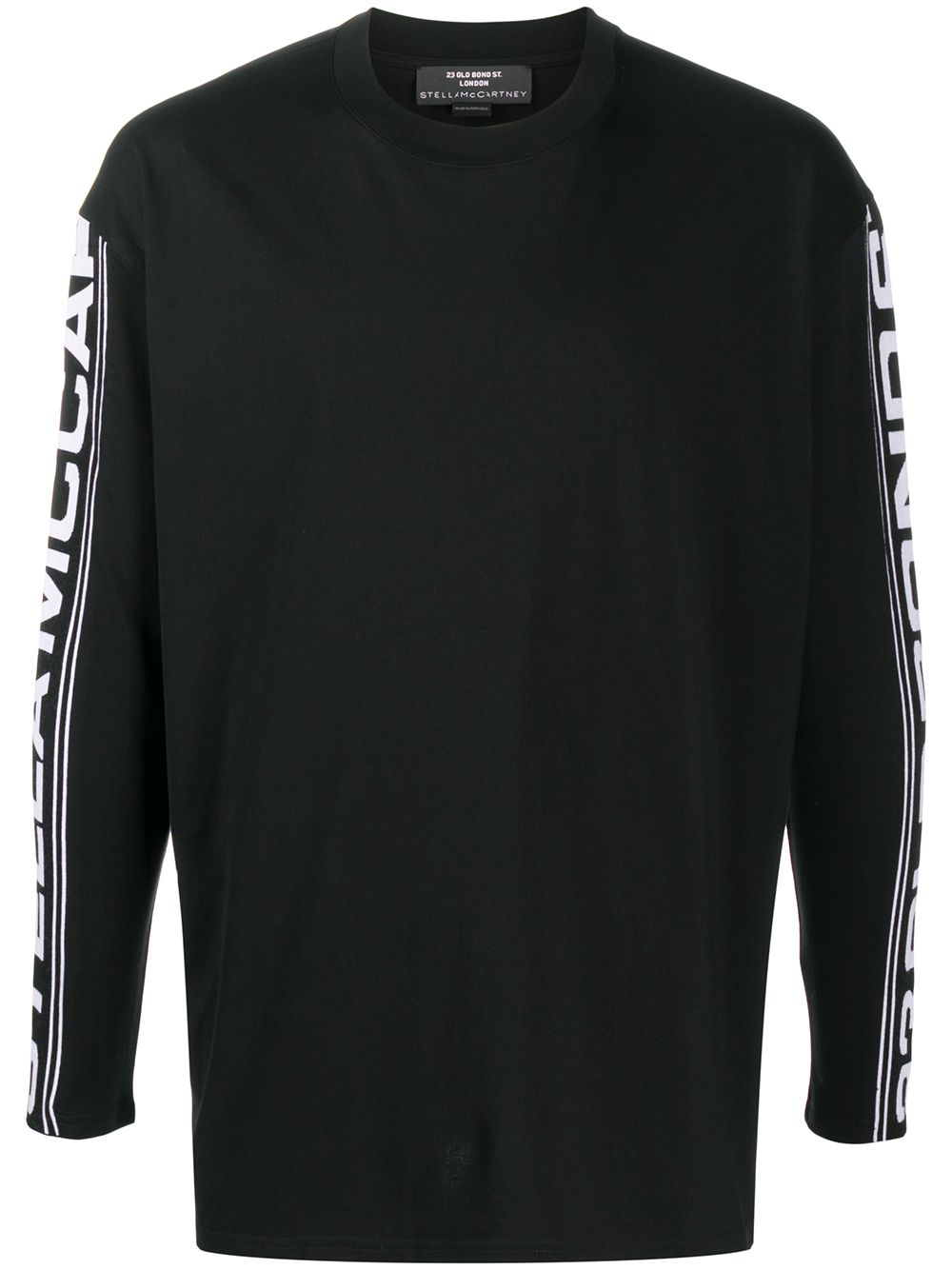 Logo sleeve round neck top - Black