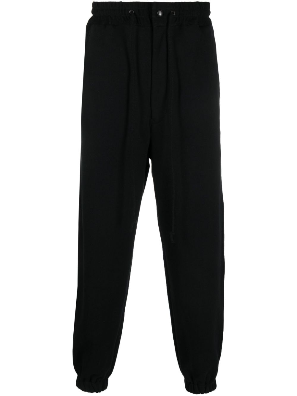 Drawstring-waist cotton track pants - Black