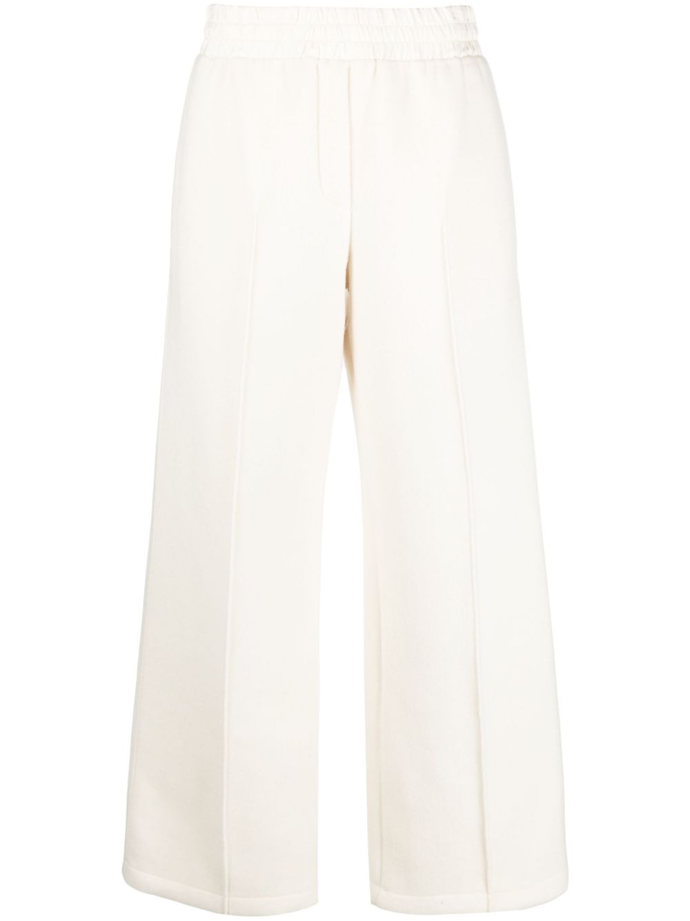 Virgin-wool elasticated-waist trousers - White