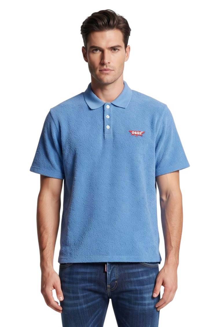 Blue Shirt Collar Polo