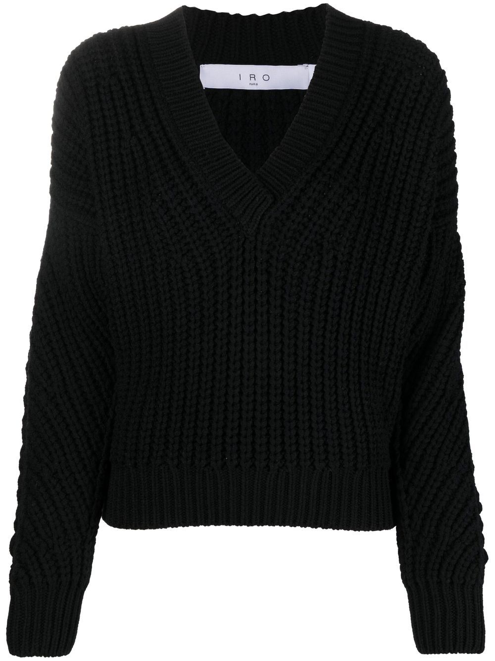 Chunky-knit V-neck jumper - Black