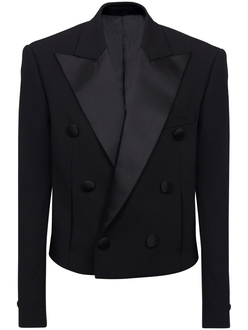 Satin-lapel crepe blazer - Black