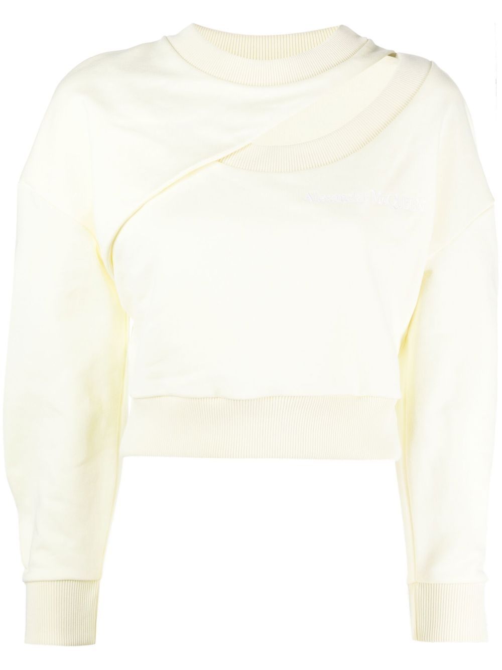 Logo-embroidered cut-out sweatshirt - Yellow