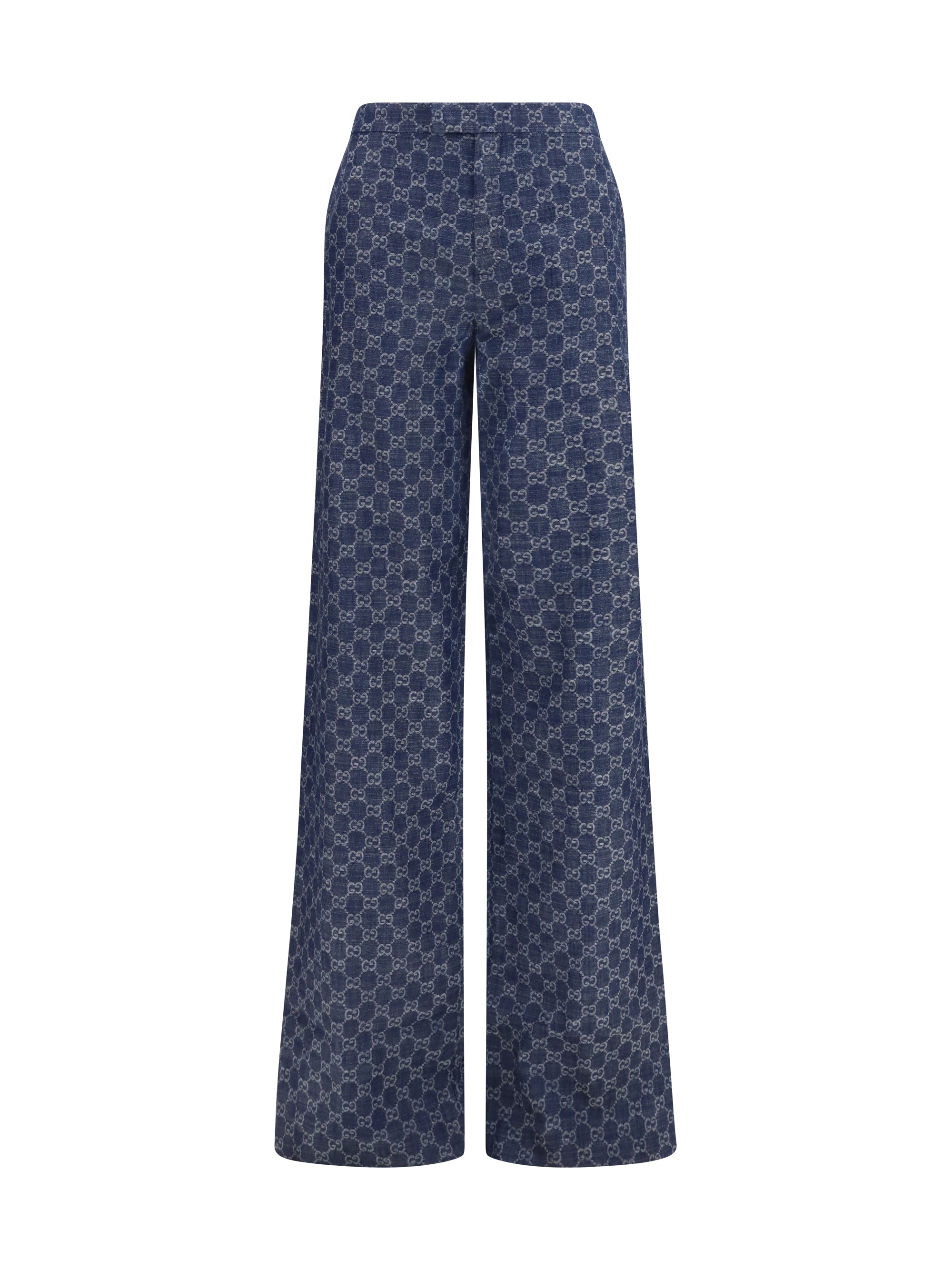 GG Cotton Jacquard Denim Trousers — Navy