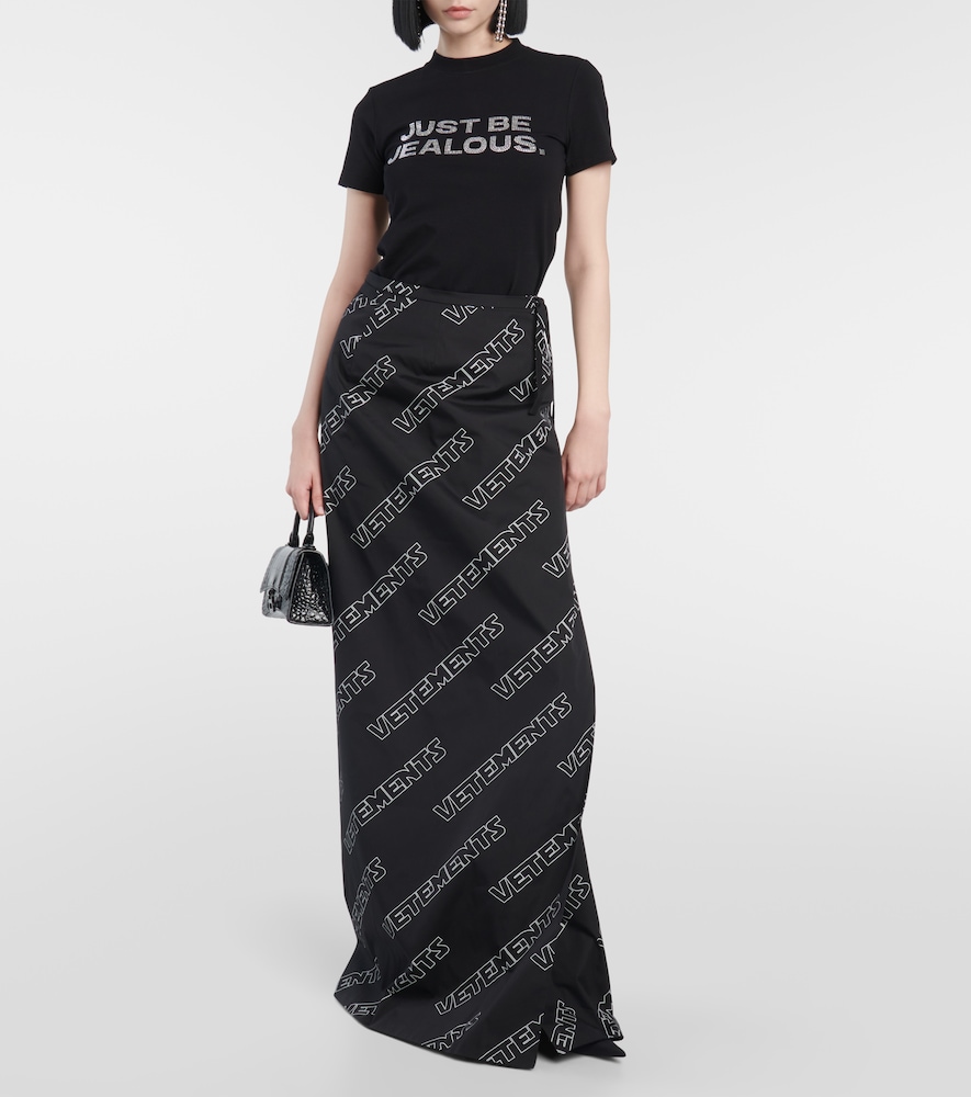 Logo cotton wrap skirt