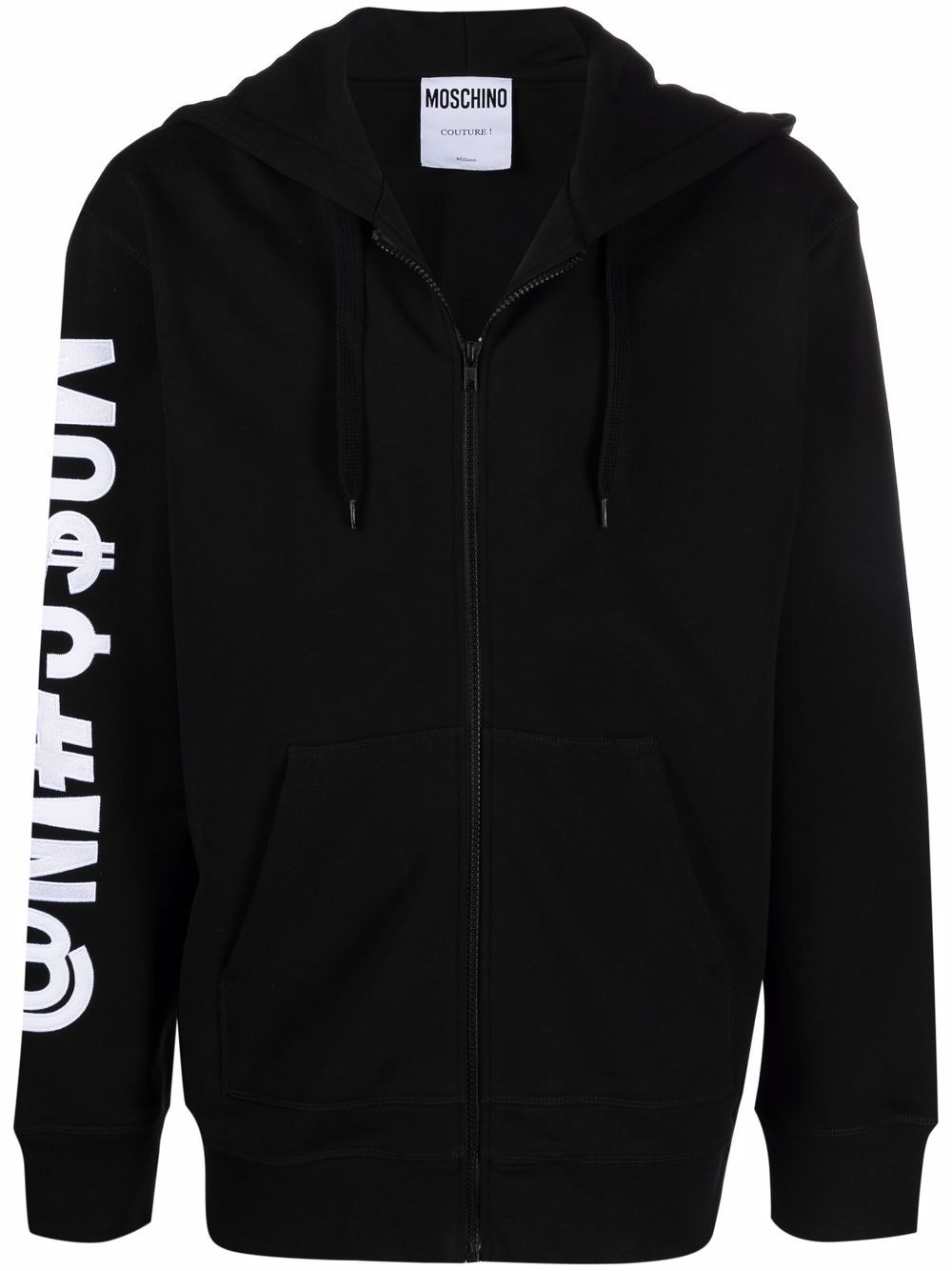 Symbols logo-print zipped hoodie - Black