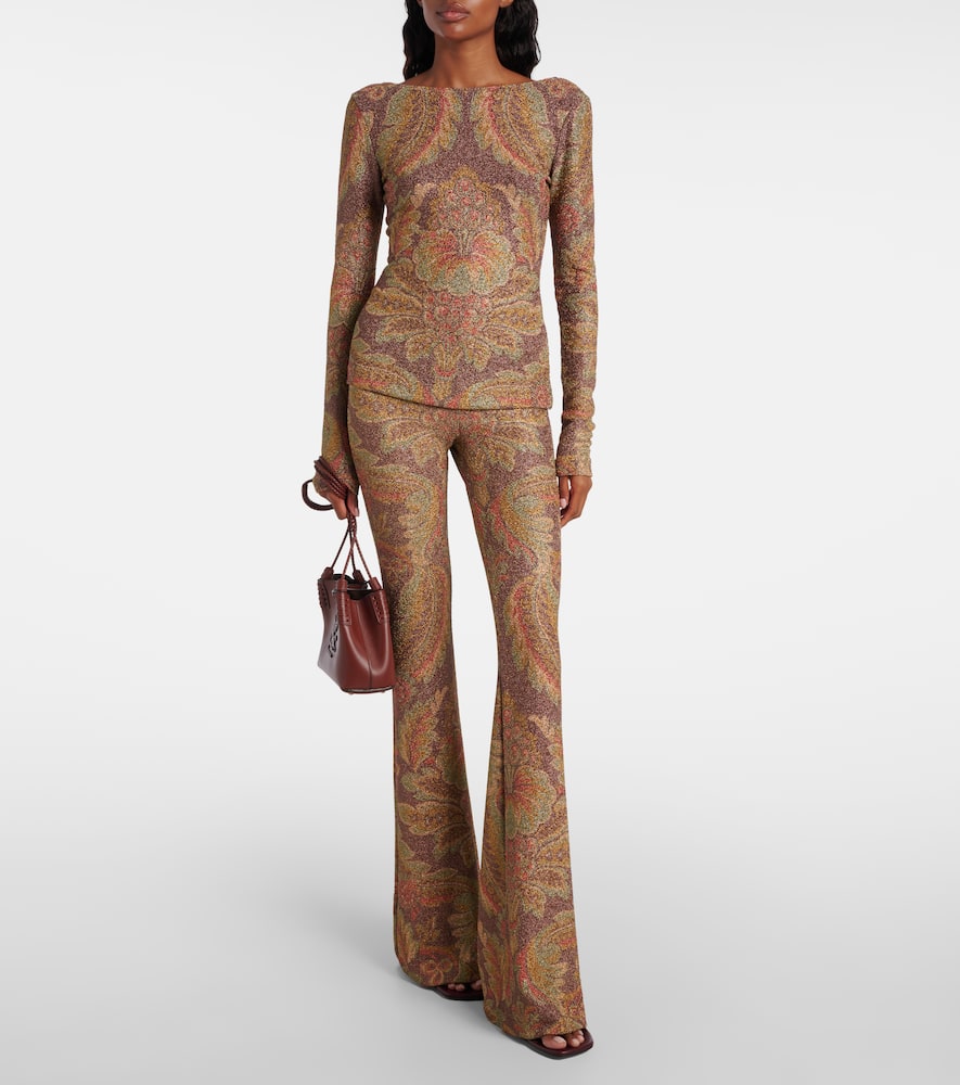 Printed jersey flared pants