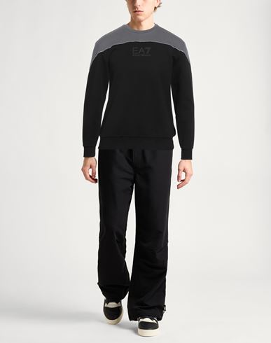 Ea7 Man Sweatshirt Black Size 3XL Cotton, Polyester, Elastane