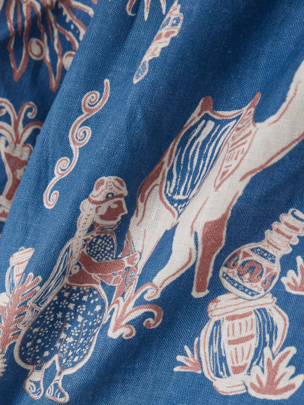 Acacia Printed Linen Shorts - Blue