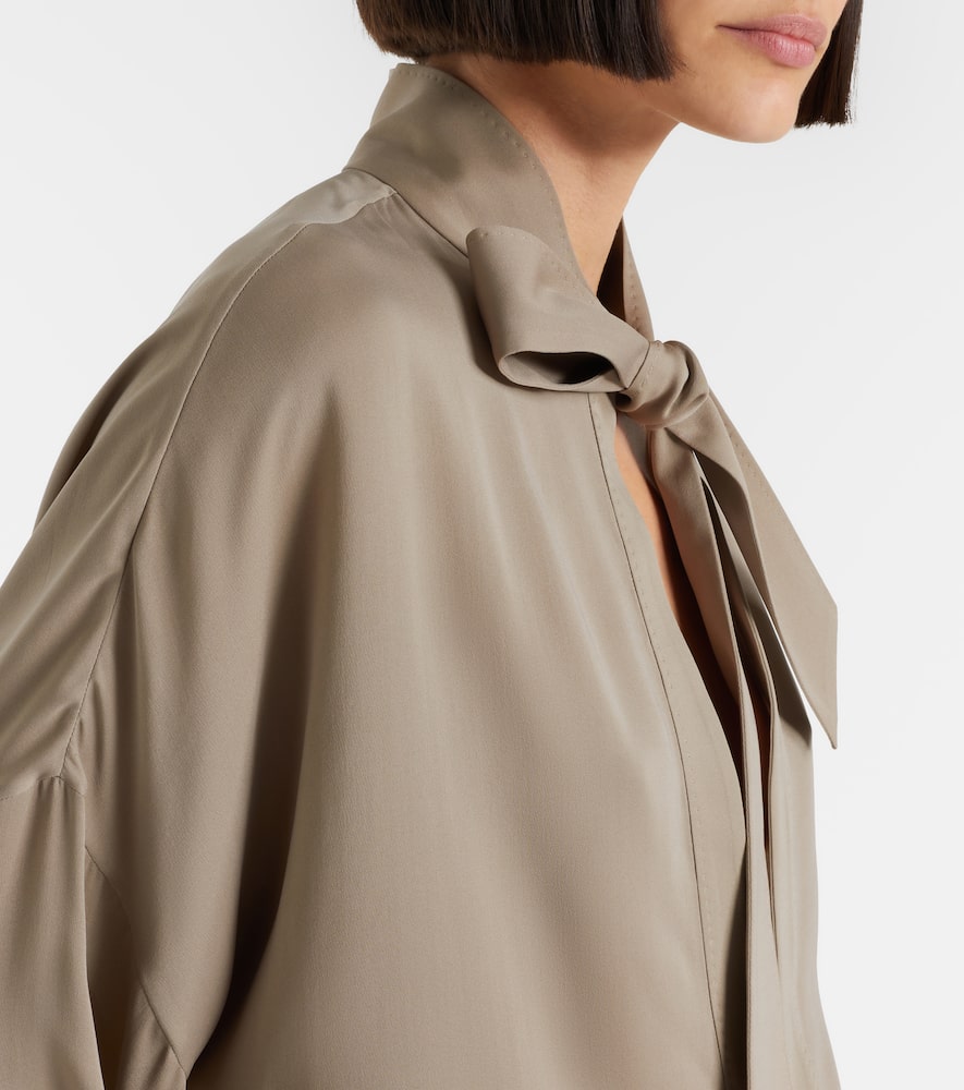 Tie-neck silk georgette blouse