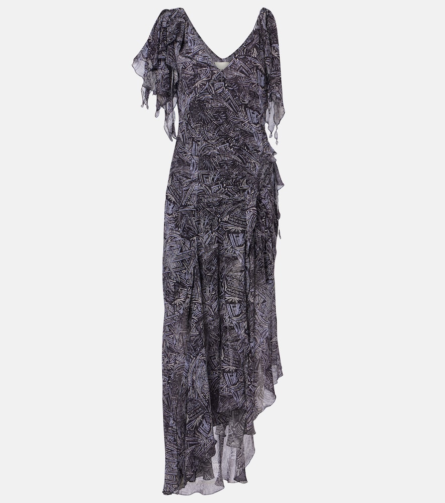 Tylena printed silk georgette ruffled midi dress