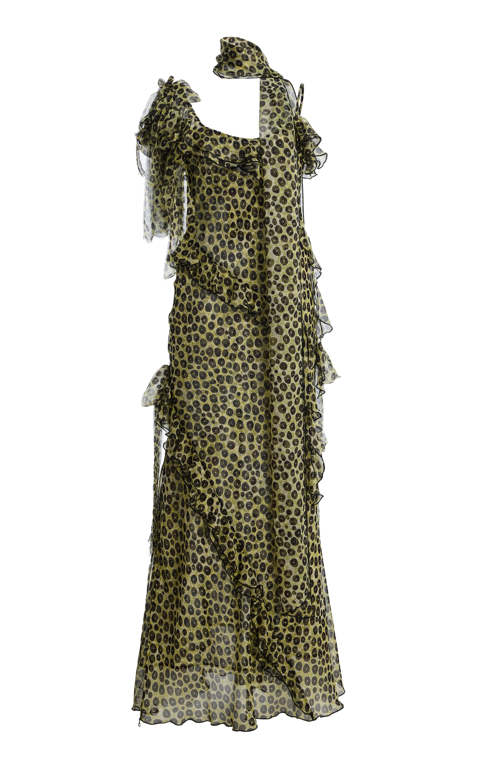 Monica Ruffled Devoré Chiffon Maxi Dress - Moda Operandi