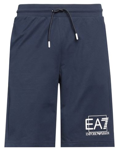 Ea7 Man Shorts & Bermuda Shorts Midnight blue Size L Cotton